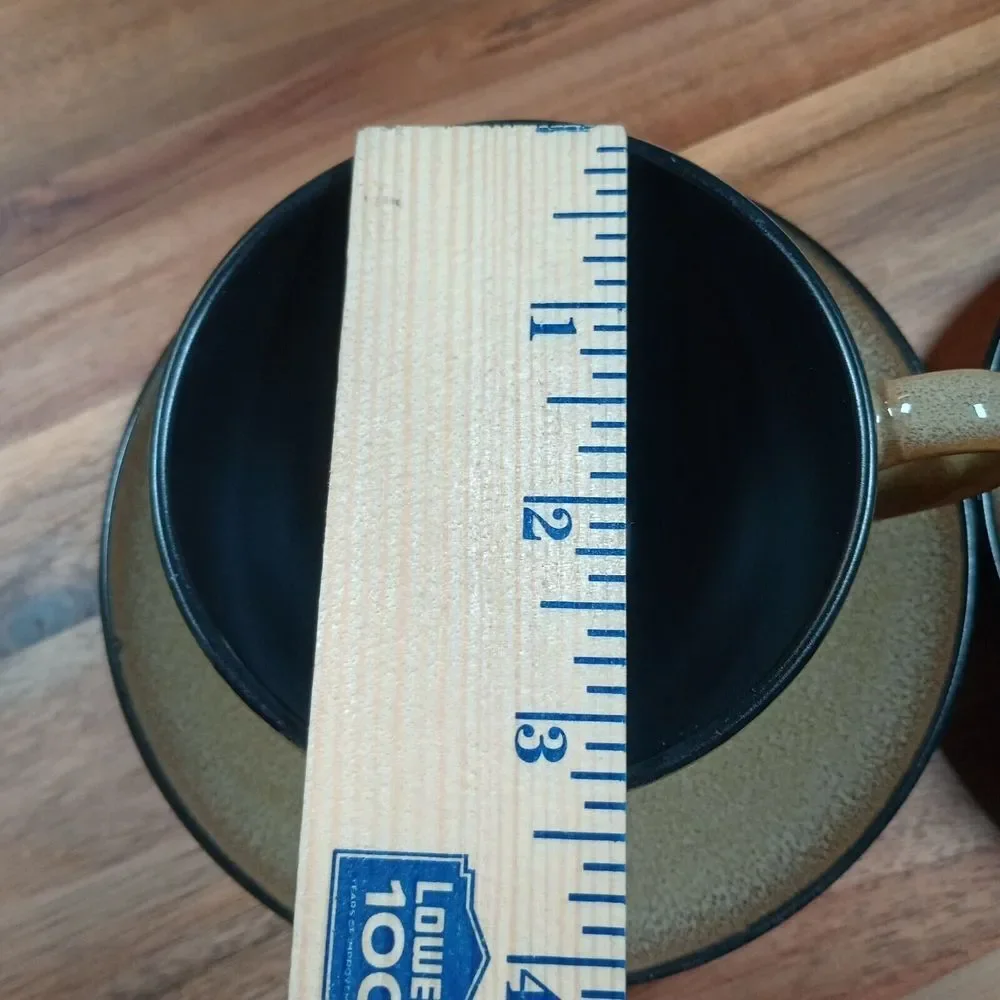 Pier 1 Kioko Stoneware Coffee Tea Mug Cup‎ & Saucer 2 Sets Speckled Hand Painted